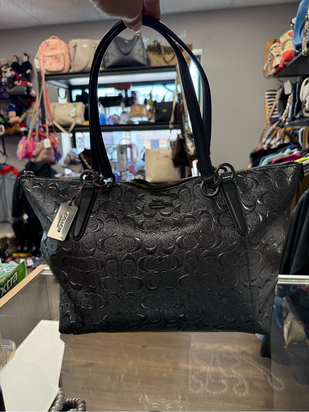 Coach Ava Tote bag metallic signature embossed logo pattern - Picture 10 of 13